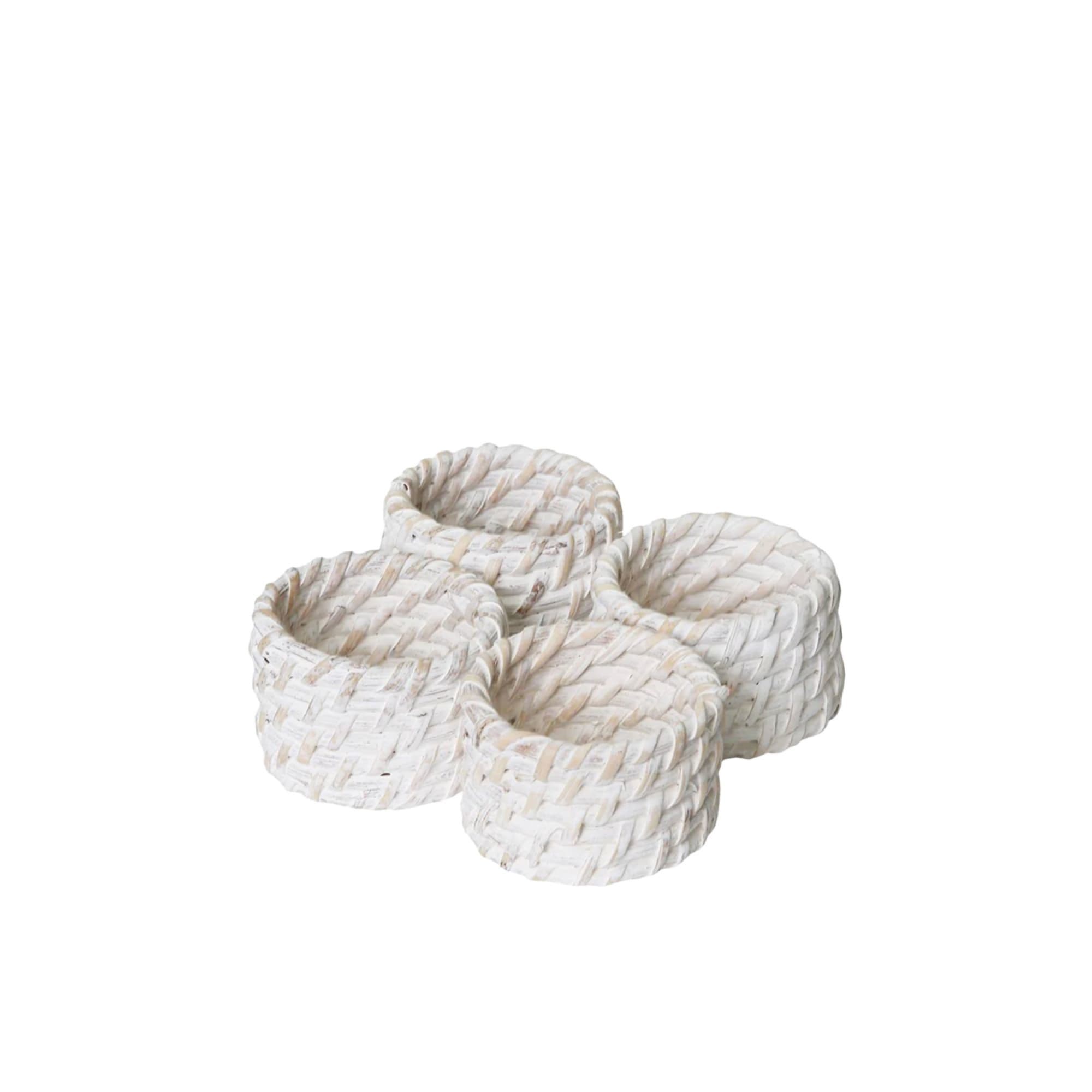 J.Elliot Home Pacifica Rattan Napkin Ring Set of 4 Kitchen